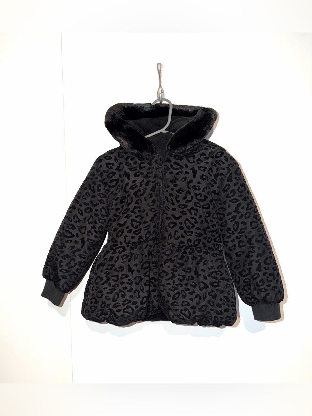 Kids Black Leopard Print Jacket / Coat Size 4T